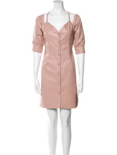 Pre-owned Nanushka V-neck Mini Dress In Neutral