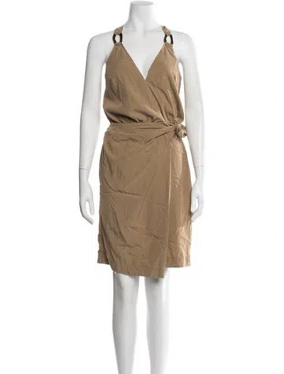 Pre-owned Nanushka V-neck Mini Dress In Neutral