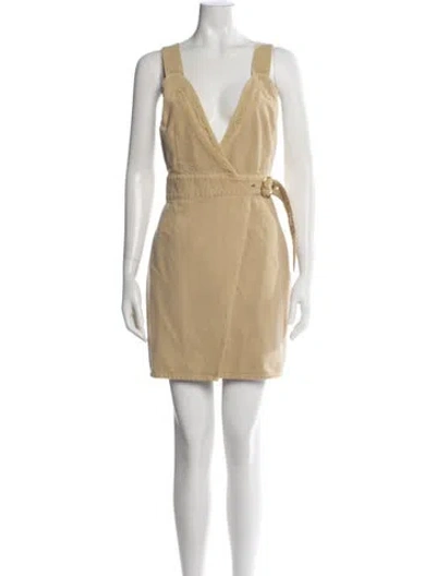 Pre-owned Nanushka V-neck Mini Dress In Neutrals