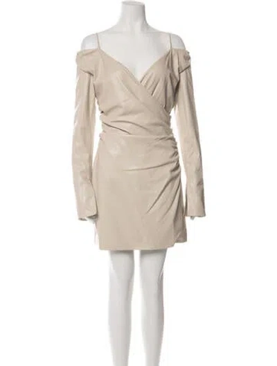 Pre-owned Nanushka V-neck Mini Dress In Neutrals