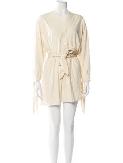 Pre-owned Nanushka V-neck Mini Dress In Neutrals