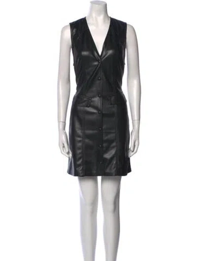 Pre-owned Nanushka V-neck Mini Dress W/ Tags In Black