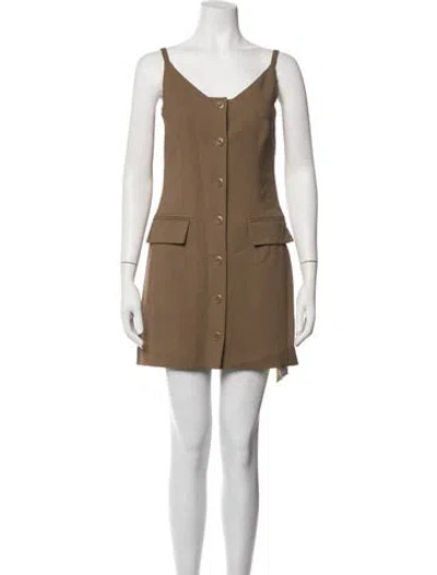 Pre-owned Nanushka V-neck Mini Dress W/ Tags In Brown