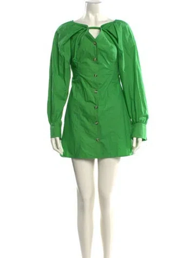 Pre-owned Nanushka V-neck Mini Dress W/ Tags In Green