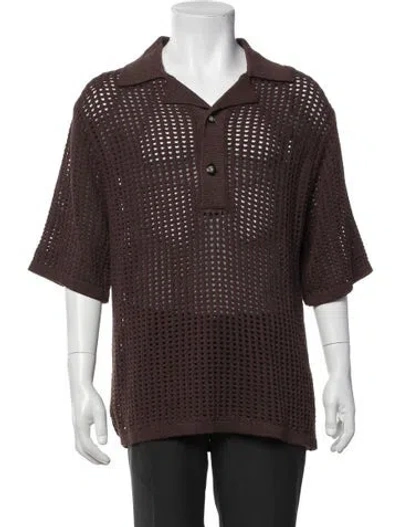 Pre-owned Nanushka V-neck Short Sleeve Polo Shirt In Brown