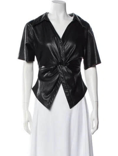 Pre-owned Nanushka V-neck Short Sleeve Top In Black