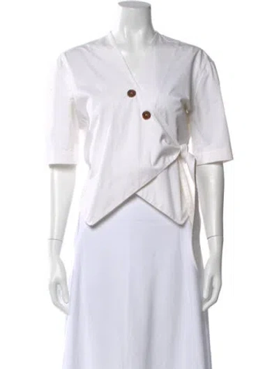 Pre-owned Nanushka V-neck Short Sleeve Top In Neutral