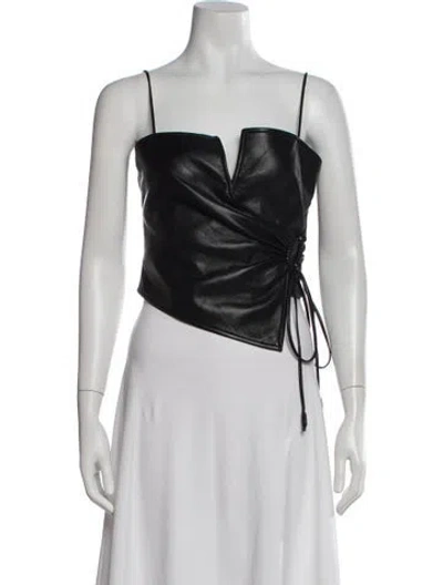 Pre-owned Nanushka V-neck Sleeveless Crop Top In Black