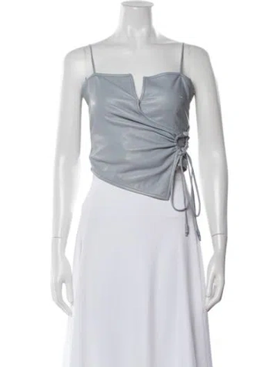 Pre-owned Nanushka V-neck Sleeveless Crop Top In Blue