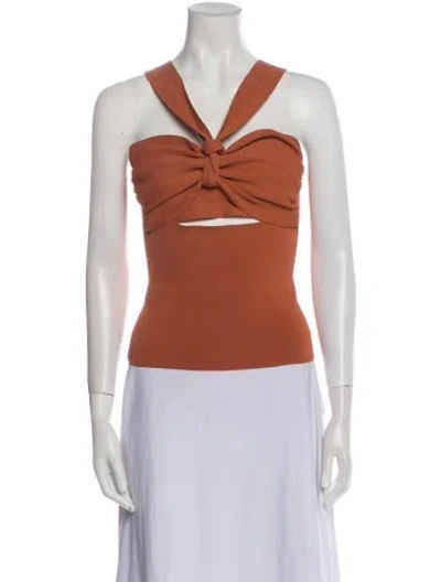 Pre-owned Nanushka V-neck Sleeveless Crop Top In Orange