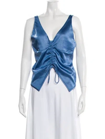 Pre-owned Nanushka V-neck Sleeveless Top In Blue
