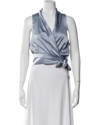 Pre-owned Nanushka V-neck Sleeveless Top In Blue