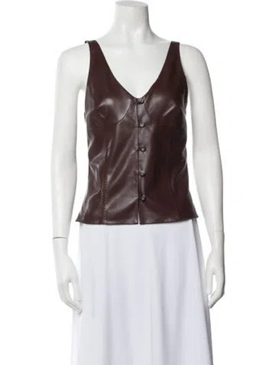 Pre-owned Nanushka V-neck Sleeveless Top In Brown