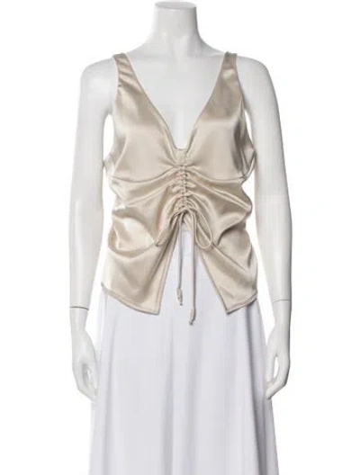 Pre-owned Nanushka V-neck Sleeveless Top In Neutral