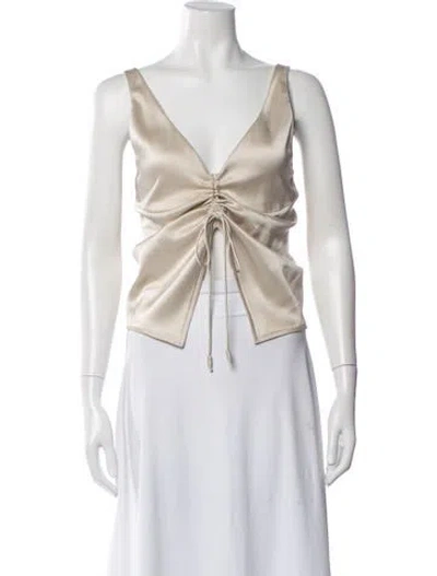 Pre-owned Nanushka V-neck Sleeveless Top In Neutral