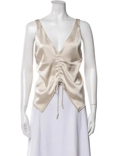 Pre-owned Nanushka V-neck Sleeveless Top W/ Tags In Neutral