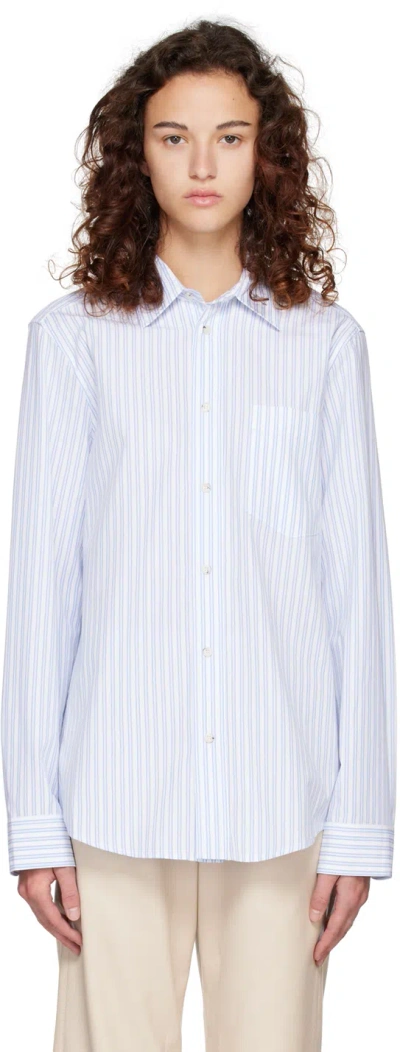 Nanushka White & Blue Kaleb Shirt In White/blue