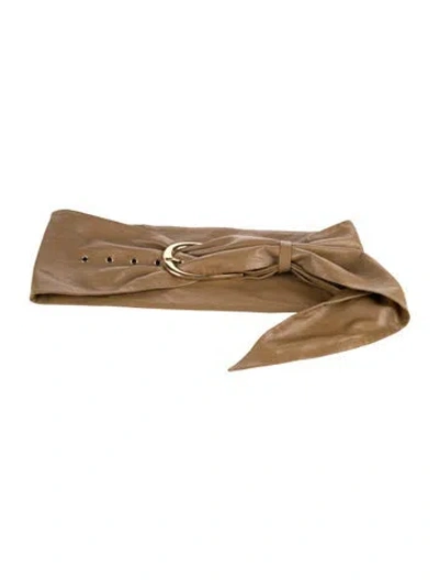 Pre-owned Nanushka Wide Leather Waist Belt In Brown