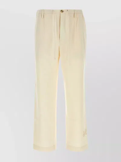 Nanushka Wide-leg Viscose Blend Trousers With Embroidered Accents In Cream