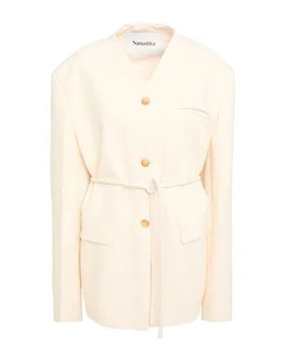 Nanushka Woman Blazer Cream Size M Polyester, Viscose, Elastane In Neutral