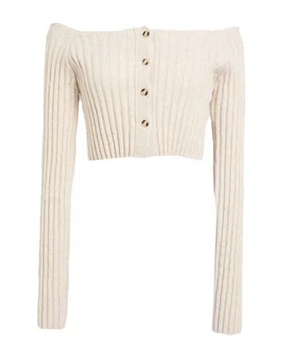 Nanushka Woman Cardigan Cream Size L Merino Wool, Polyamide, Elastane In Neutral