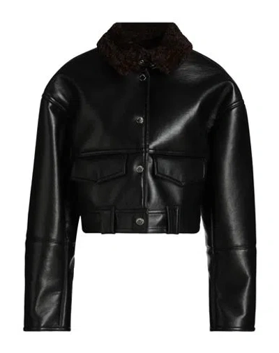 Nanushka Woman Jacket Black Size S Polyester, Polyurethane Coated