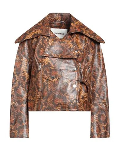 Nanushka Woman Jacket Tan Size Xs Polyurethane, Polyamide In Brown