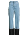 Nanushka Raynee Jeans With Alt-leather Cuffs In Blue