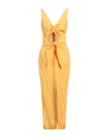 Nanushka Cutout Ruched Linen Midi Dress In Mandarin