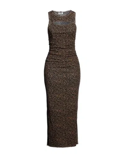 Nanushka Woman Midi Dress Khaki Size Xxs Recycled Polyester In Brown