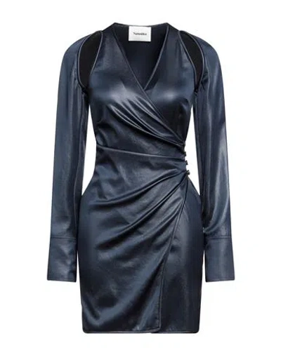 Nanushka Woman Mini Dress Midnight Blue Size Xs Triacetate, Polyester