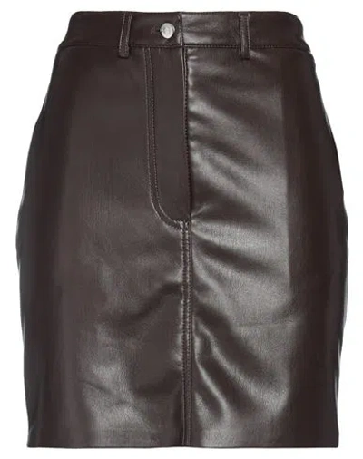 Nanushka Woman Mini Skirt Dark Brown Size L Polyurethane, Recycled Polyamide