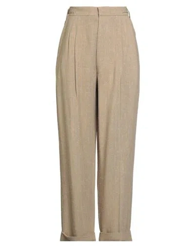 Nanushka Woman Pants Beige Size L Viscose, Silk In Brown