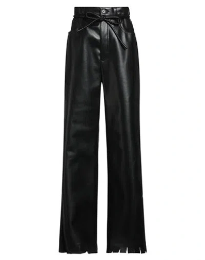 Nanushka Woman Pants Black Size L Polyester, Polyurethane, Leather, Polyamide