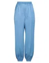 Nanushka Glossy Satin Tapered Pants In Blue