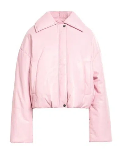 Nanushka Woman Jacket Pink Size L Polyurethane, Recycled Polyester