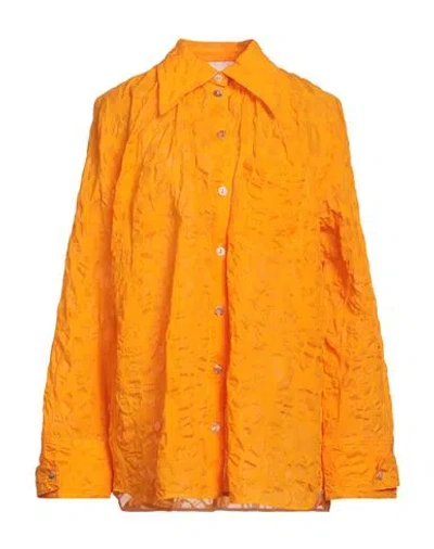Nanushka Woman Shirt Orange Size Xl Cotton