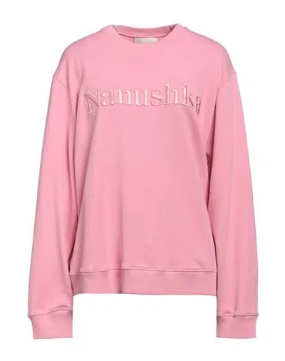 Nanushka Woman Sweatshirt Pink Size M Organic Cotton