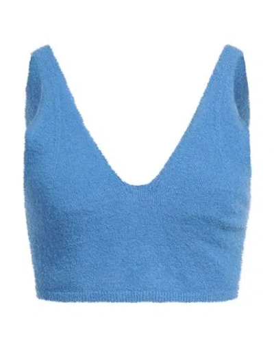 Nanushka Woman Top Blue Size M Merino Wool, Polyamide, Elastane