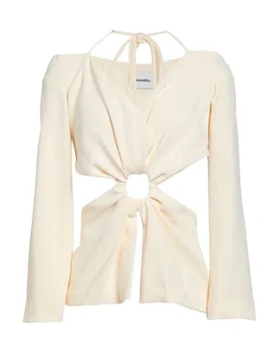 Nanushka Woman Top Cream Size M Acetate, Polyester In White