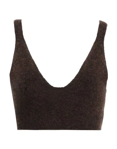 Nanushka Woman Top Dark Brown Size M Merino Wool, Polyamide, Elastane