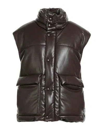 Nanushka Woman Vest Dark Brown Size M Recycled Polyester