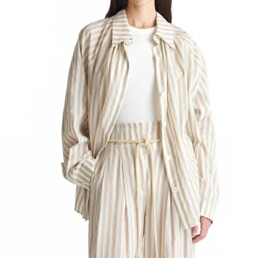 Nanushka Women's Ada Striped Linen Shirt In Beige/white In Neutral