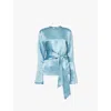 Nanushka Ilon Belted Blouse In Aqua