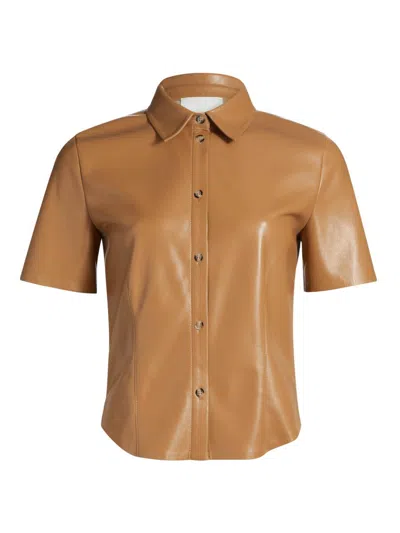 Nanushka Women's Clare Faux Leather Shirt In Brown