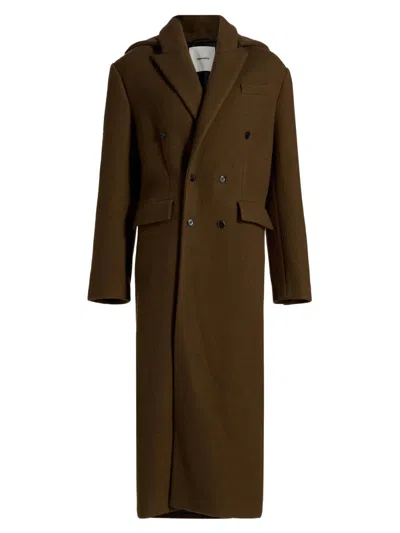 Nanushka Women's Grow Melva Wool-blend Double-breasted Coat In Brown