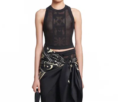 Nanushka Women's Jeren Paper Crochet Tank Top In Black