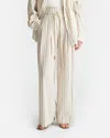 Nanushka Women's Nevada Striped Belted Linen Pants In Beige/white In White