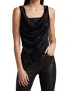 Nanushka Satin Asymmetrical Cut Top In Black