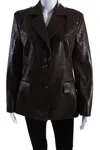 Nanushka Womens Karo Vegan Leather Two Button Blazer Jacket Brown In Brown